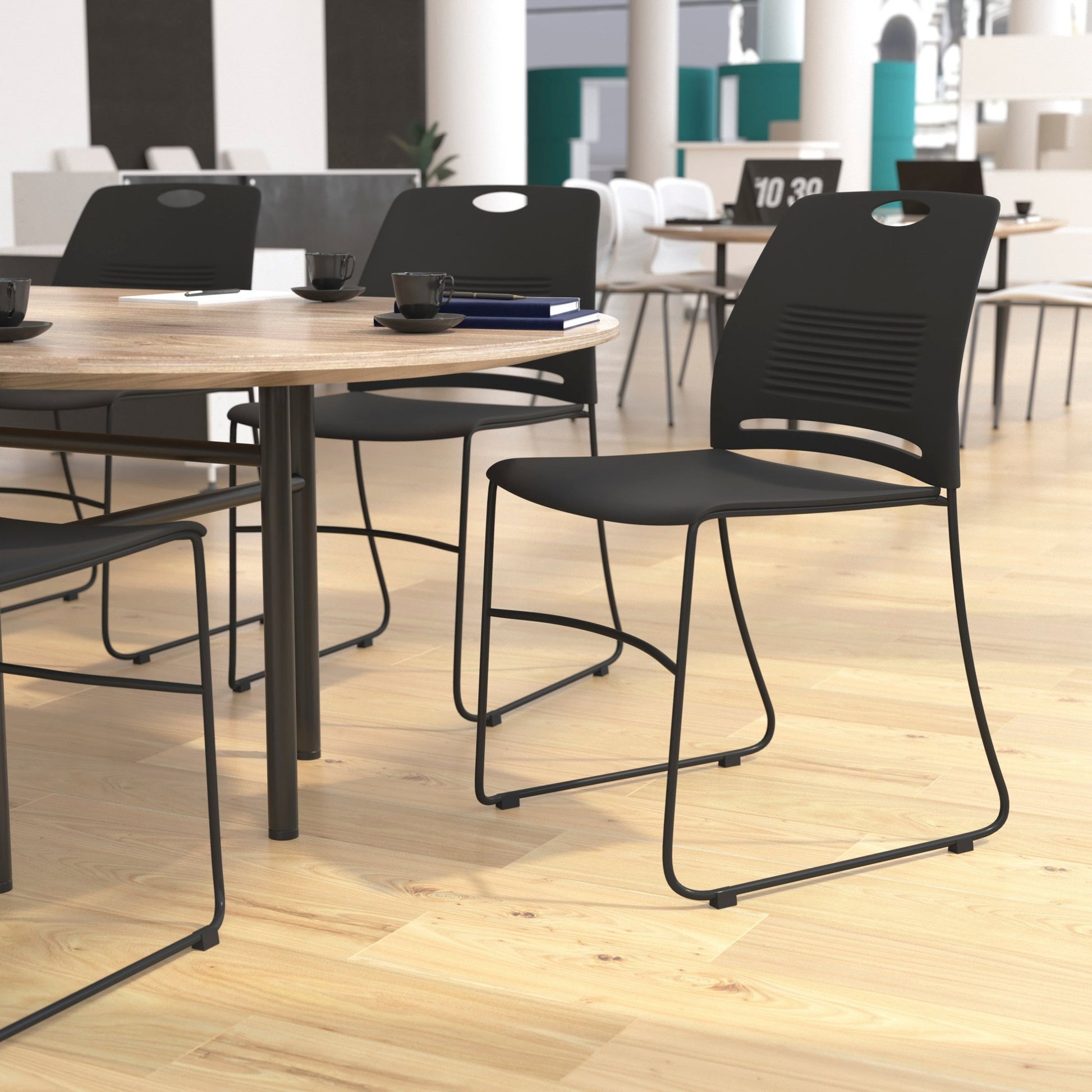 HERCULES Series Commercial Grade 660 lb. Capacity Plastic Stack Chair with Powder Coated Sled Base Frame and Integrated Carrying Handle - SchoolOutlet