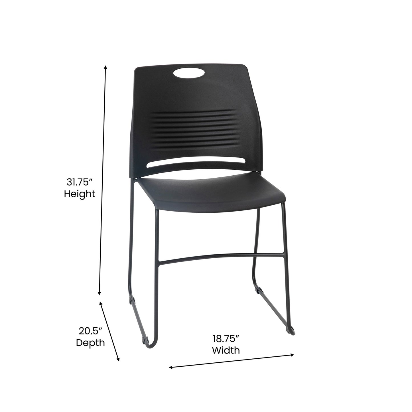 HERCULES Series Commercial Grade 660 lb. Capacity Plastic Stack Chair with Powder Coated Sled Base Frame and Integrated Carrying Handle - SchoolOutlet