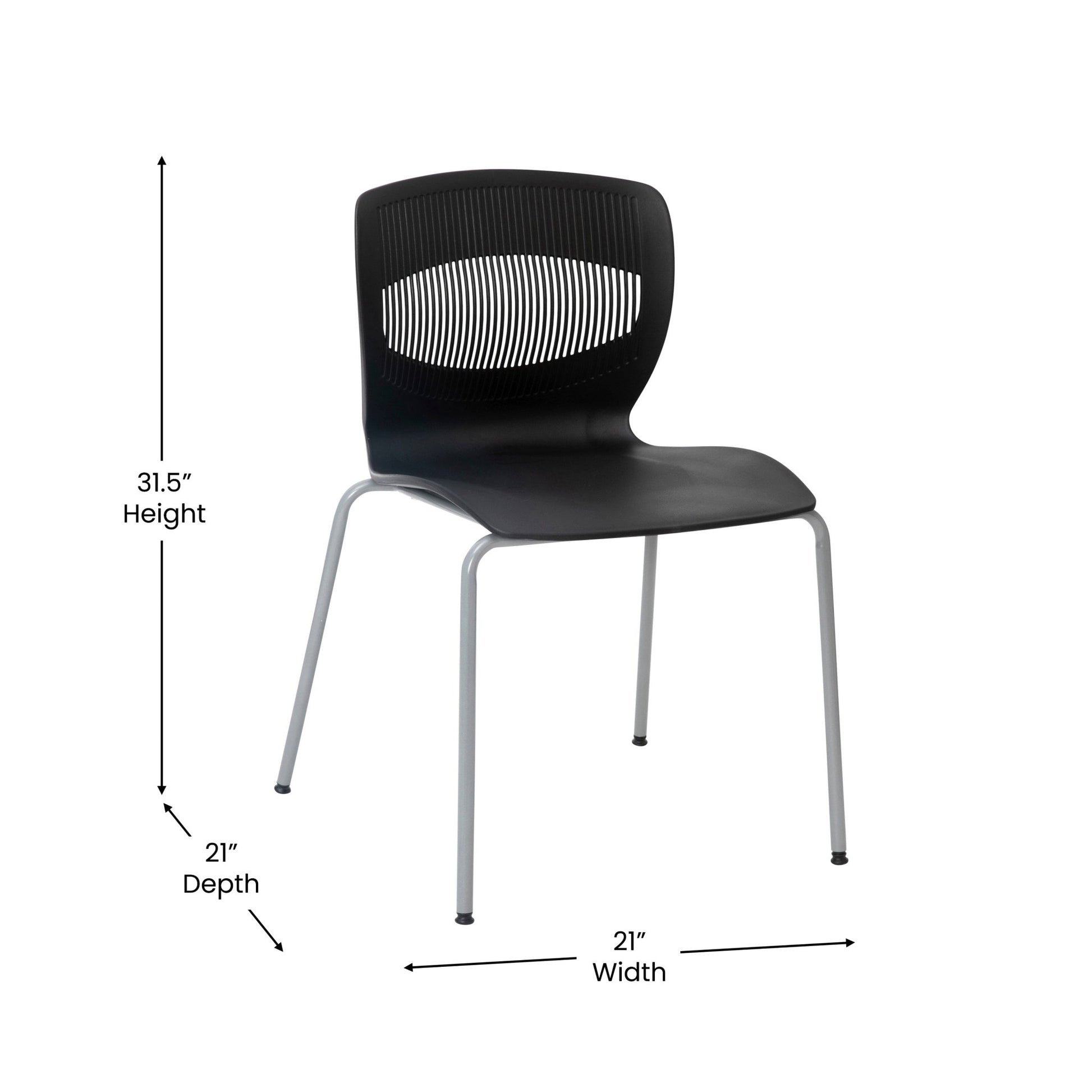 HERCULES Series Commercial Grade 770 lb. Capacity Ergonomic Stack Chair with Lumbar Support and Silver Steel Frame - SchoolOutlet