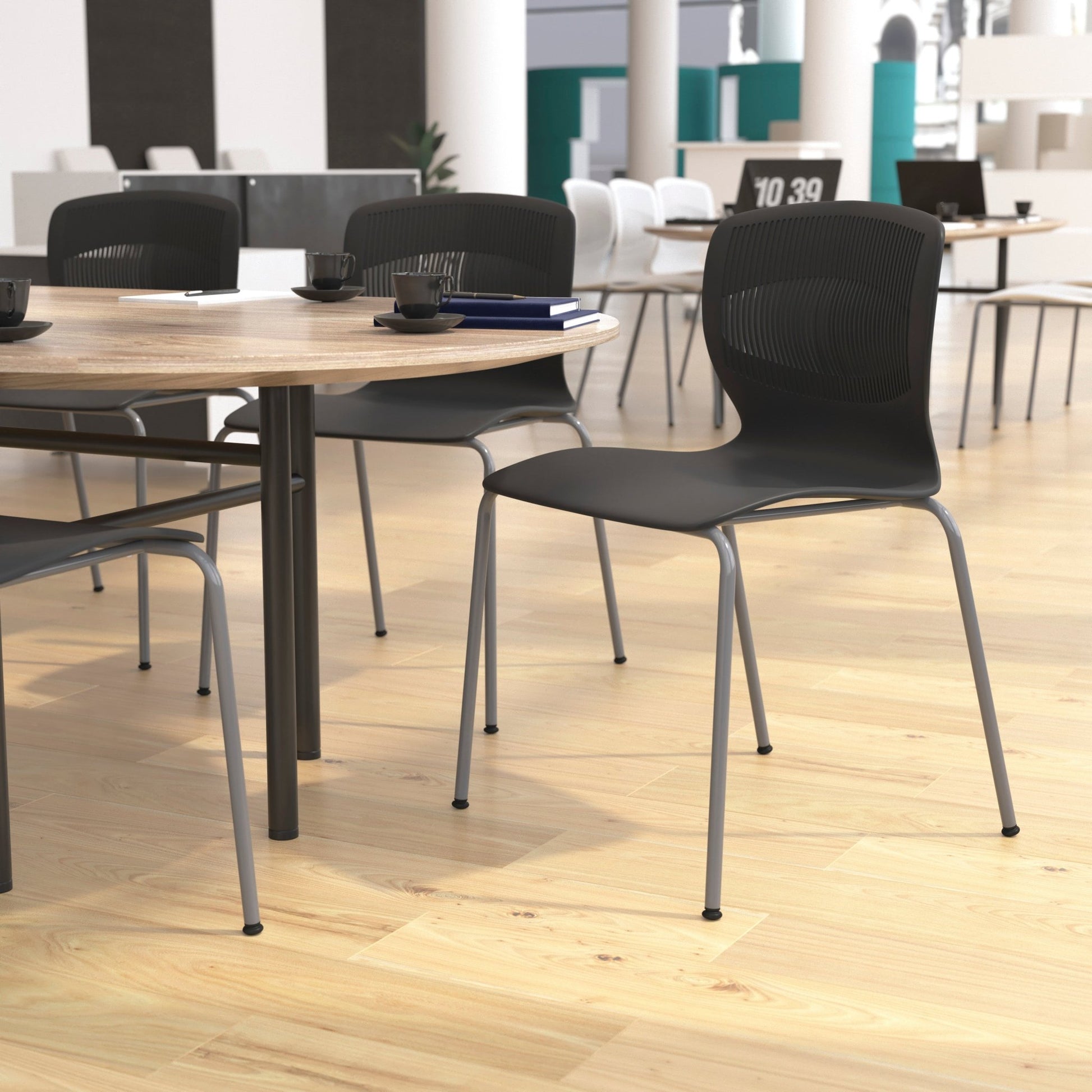 HERCULES Series Commercial Grade 770 lb. Capacity Ergonomic Stack Chair with Lumbar Support and Silver Steel Frame - SchoolOutlet