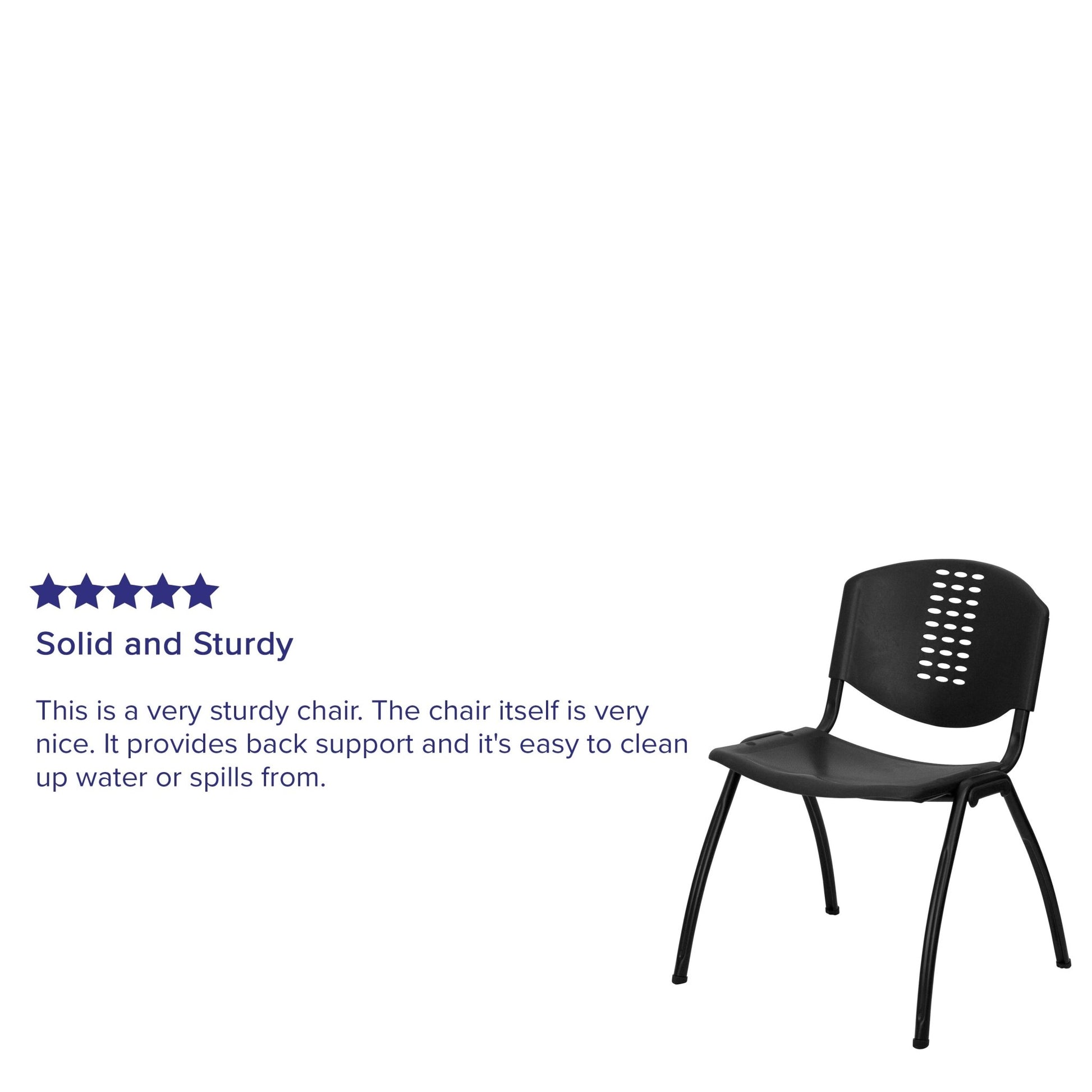 HERCULES Series 880 lb. Capacity Black Plastic Stack Chair with Oval Cutout Back and Black Frame - SchoolOutlet