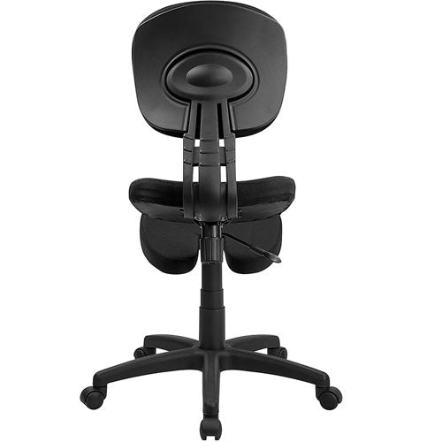 Flash Furniture Mobile Ergonomic Kneeling Posture Task Chair in Black Fabric with Back(FLA-WL-1430-GG) - SchoolOutlet
