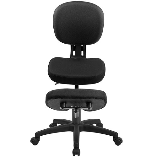 Flash Furniture Mobile Ergonomic Kneeling Posture Task Chair in Black Fabric with Back(FLA-WL-1430-GG) - SchoolOutlet