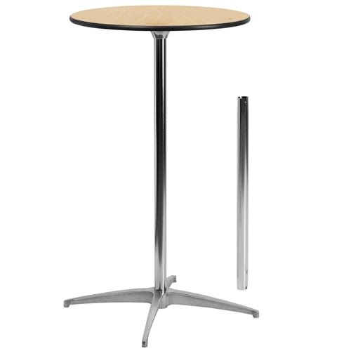 Flash Furniture 24'' Round Wood Cocktail Table with 30'' and 42'' Columns(FLA-XA-24-COTA-GG) - SchoolOutlet