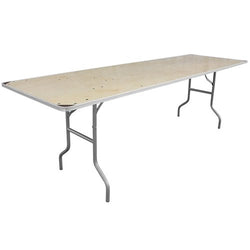 Flash Furniture 30'' x 96'' Rectangular HEAVY DUTY Birchwood Folding Banquet Table with METAL Edges and Protective Corner Guards(FLA-XA-3096-BIRCH-M-GG)