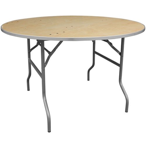 Flash Furniture 48'' Round HEAVY DUTY Birchwood Folding Banquet Table with METAL Edges(FLA-XA-48-BIRCH-M-GG) - SchoolOutlet