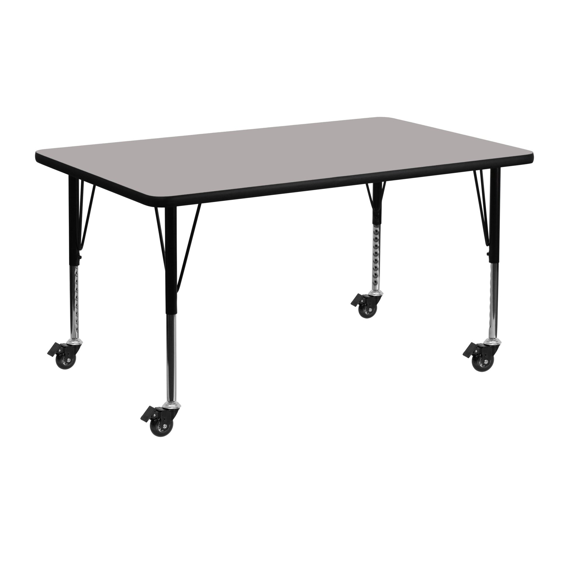 Wren Mobile 24''W x 48''L Rectangular HP Laminate Activity Table - Standard Height Adjustable Legs - SchoolOutlet