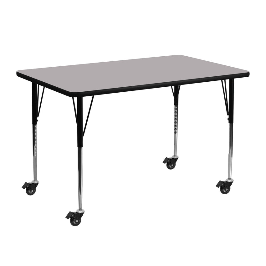 Wren Mobile 24''W x 48''L Rectangular Thermal Laminate Activity Table - Standard Height Adjustable Legs - SchoolOutlet