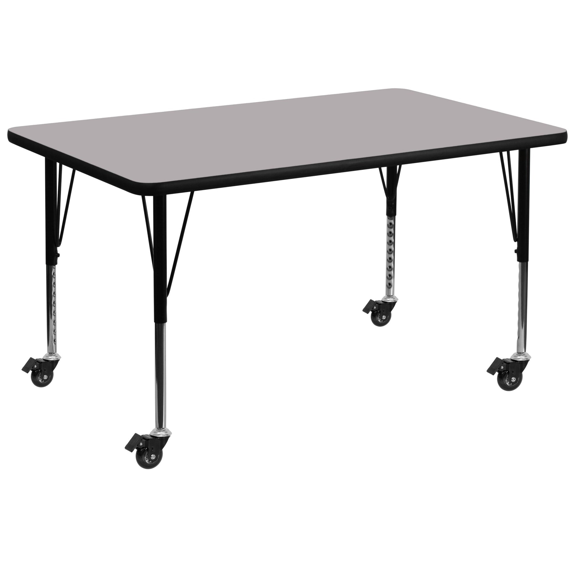 Wren Mobile 24''W x 48''L Rectangular Thermal Laminate Activity Table - Standard Height Adjustable Legs - SchoolOutlet