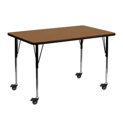 Wren Mobile 24''W x 48''L Rectangular Thermal Laminate Activity Table - Height Adjustable Legs