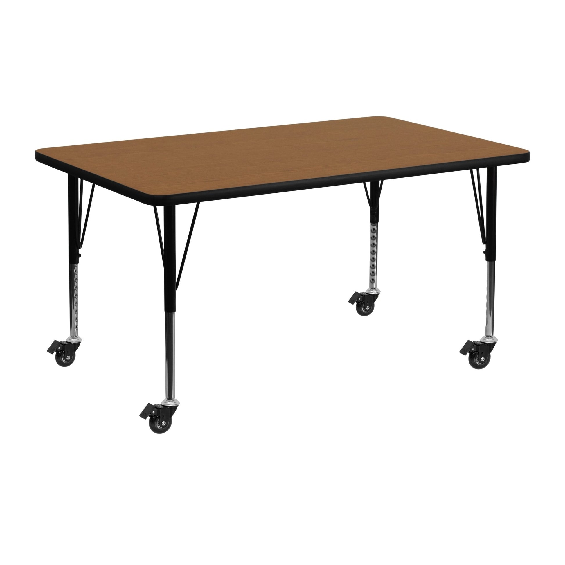 Wren Mobile 24''W x 48''L Rectangular Thermal Laminate Activity Table - Standard Height Adjustable Legs - SchoolOutlet