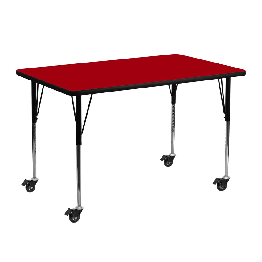 Wren Mobile 24''W x 48''L Rectangular Thermal Laminate Activity Table - Standard Height Adjustable Legs - SchoolOutlet