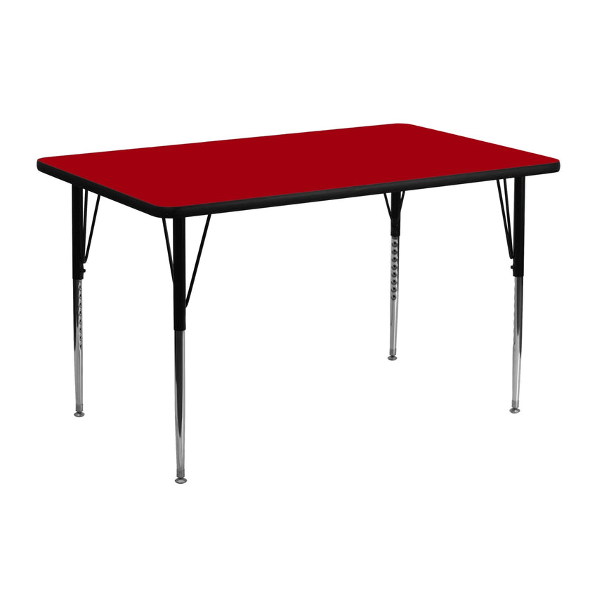 Wren Mobile 24''W x 48''L Rectangular Thermal Laminate Activity Table - Standard Height Adjustable Legs - SchoolOutlet