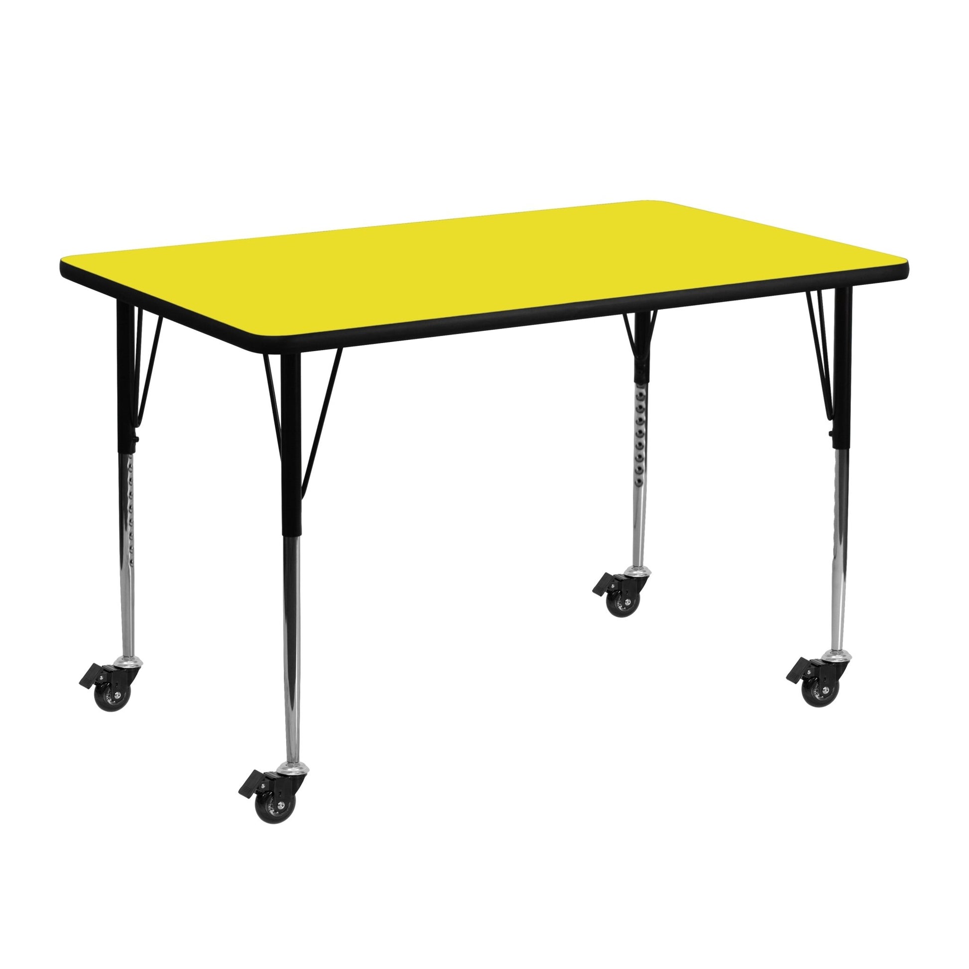Wren Mobile 24''W x 48''L Rectangular HP Laminate Activity Table - Standard Height Adjustable Legs - SchoolOutlet