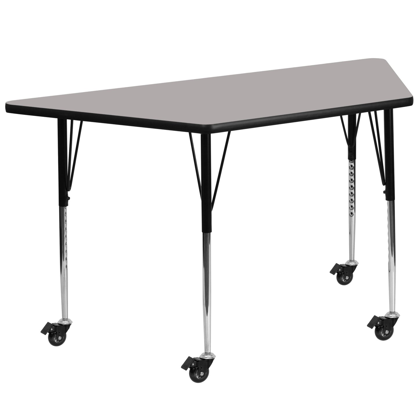Wren Mobile 22.5''W x 45''L Trapezoid HP Laminate Activity Table - Standard Height Adjustable Legs - SchoolOutlet