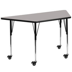 Wren Mobile 22.5''W x 45''L Trapezoid HP Laminate Activity Table - Adjustable Legs