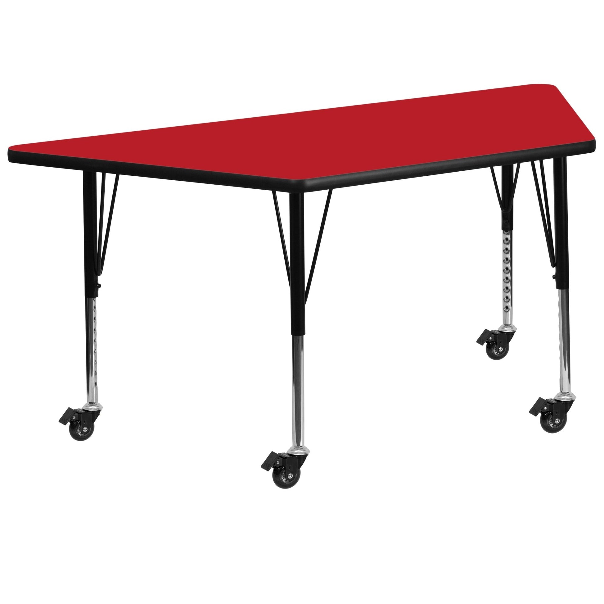 Wren Mobile 22.5''W x 45''L Trapezoid HP Laminate Activity Table - Standard Height Adjustable Legs - SchoolOutlet