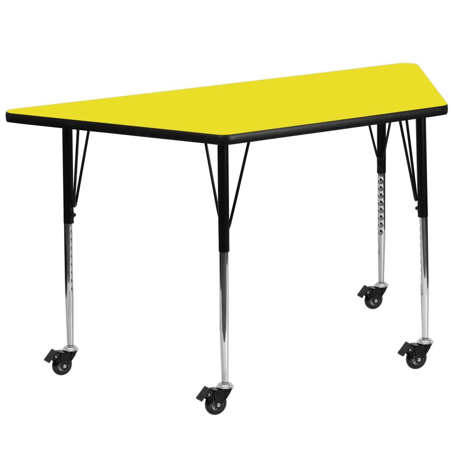 Wren Mobile 22.5''W x 45''L Trapezoid HP Laminate Activity Table - Standard Height Adjustable Legs - SchoolOutlet