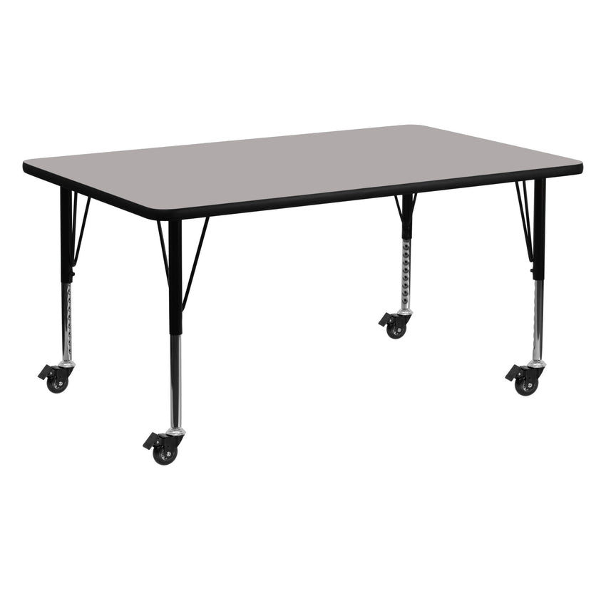 Wren Mobile 24''W x 60''L Rectangular HP Laminate Activity Table - Standard Height Adjustable Legs - SchoolOutlet