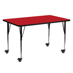 Wren Mobile 24''W x 60''L Rectangular HP Laminate Activity Table - Height Adjustable Legs