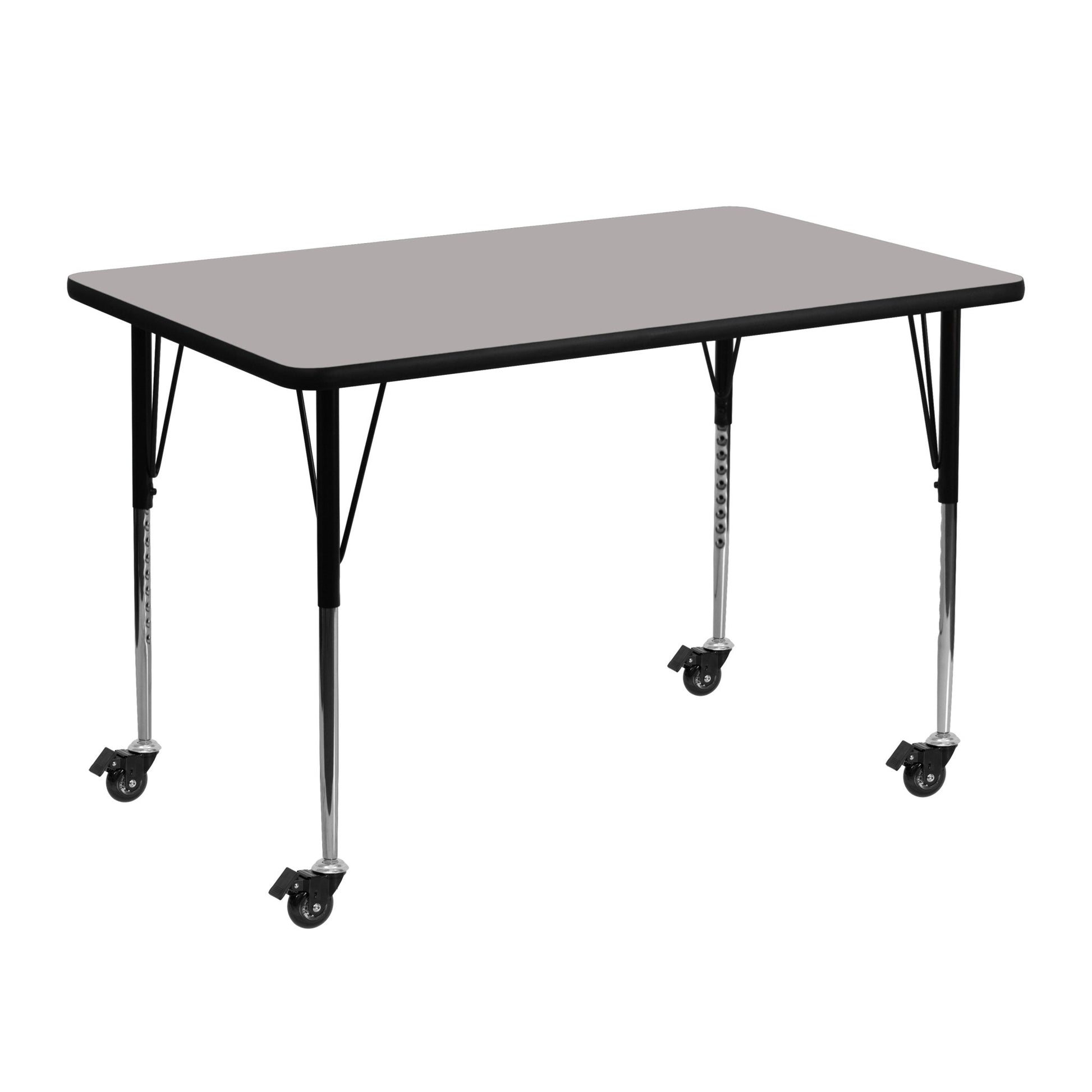Wren Mobile 30''W x 48''L Rectangular HP Laminate Activity Table - Standard Height Adjustable Legs - SchoolOutlet