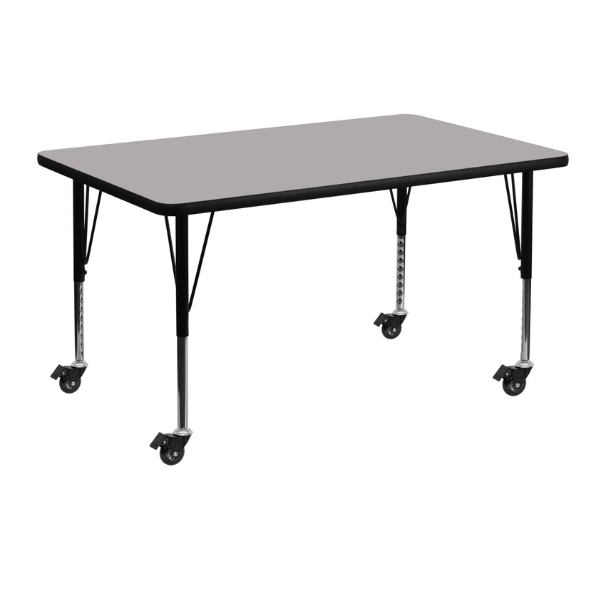 Wren Mobile 30''W x 48''L Rectangular HP Laminate Activity Table - Standard Height Adjustable Legs - SchoolOutlet