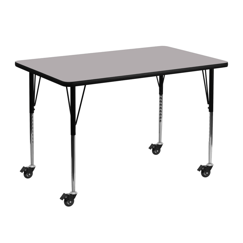 Wren Mobile 30''W x 48''L Rectangular Thermal Laminate Activity Table - Standard Height Adjustable Legs - SchoolOutlet