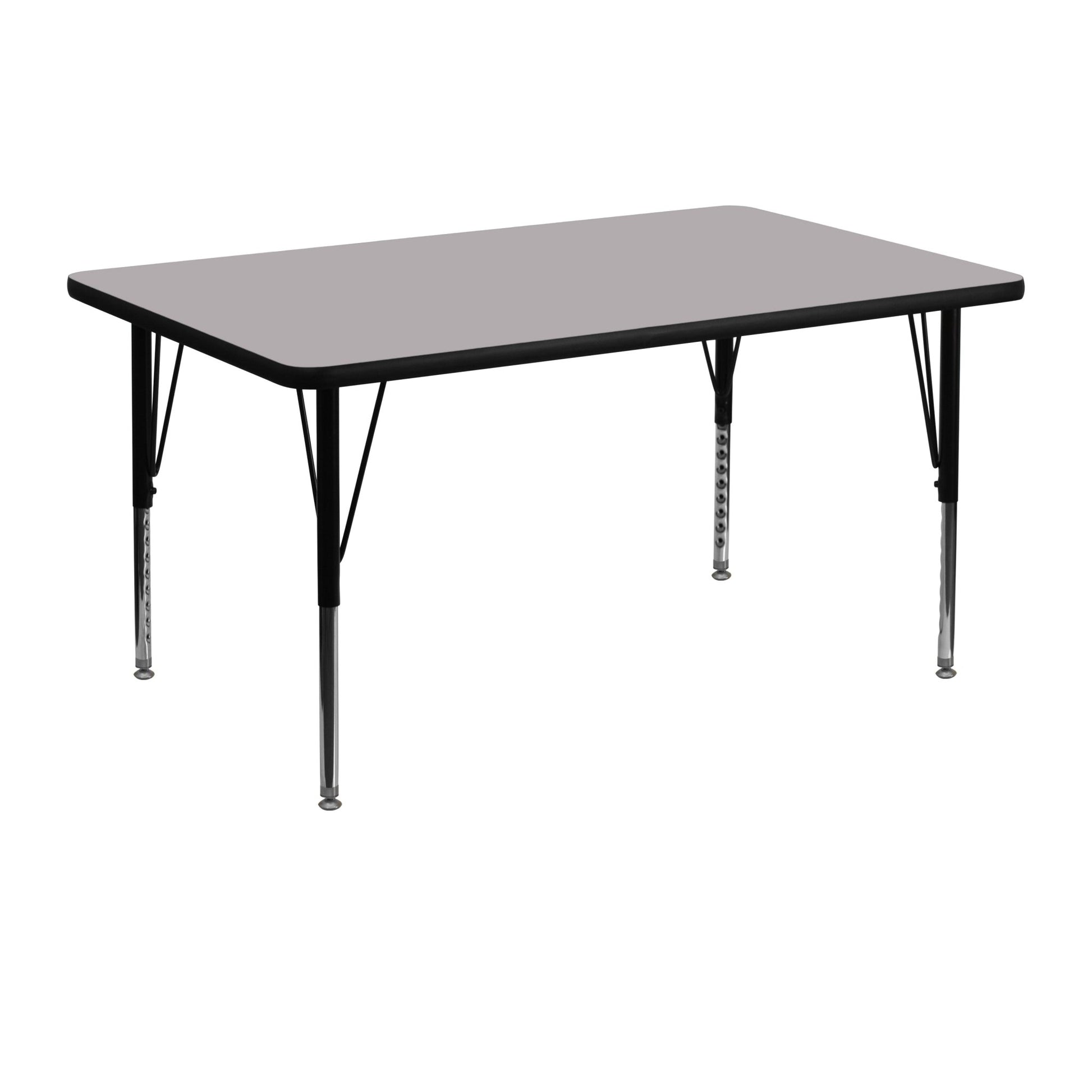 Wren Mobile 30''W x 48''L Rectangular Thermal Laminate Activity Table - Standard Height Adjustable Legs - SchoolOutlet