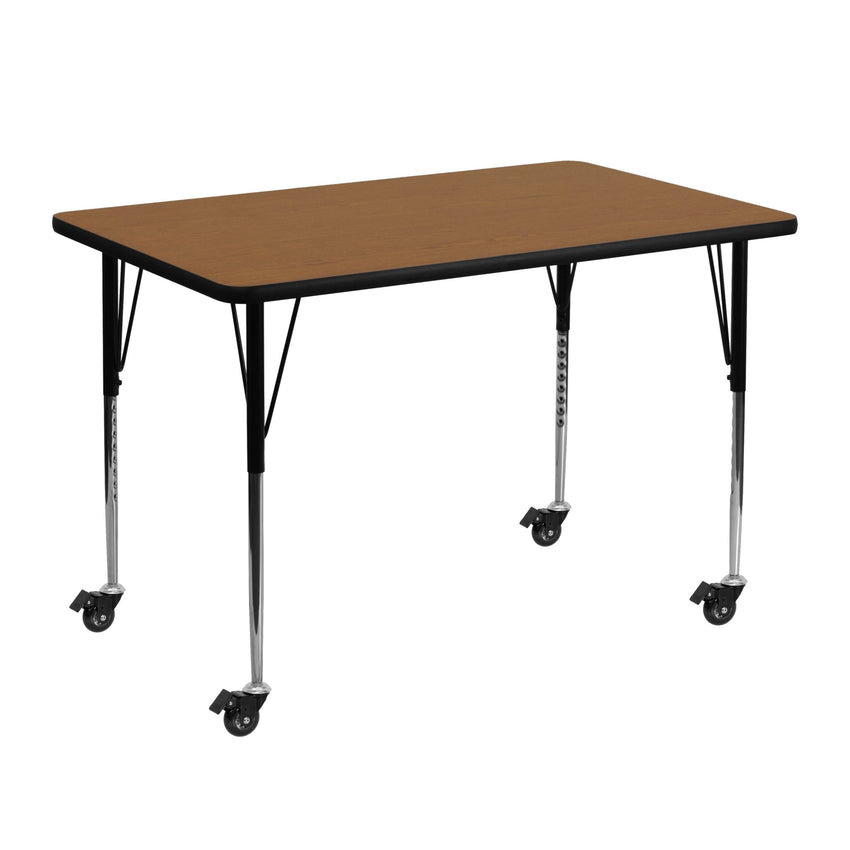 Wren Mobile 30''W x 48''L Rectangular Thermal Laminate Activity Table - Standard Height Adjustable Legs - SchoolOutlet