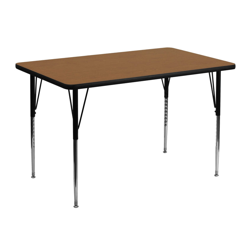 Wren Mobile 30''W x 48''L Rectangular Thermal Laminate Activity Table - Standard Height Adjustable Legs - SchoolOutlet