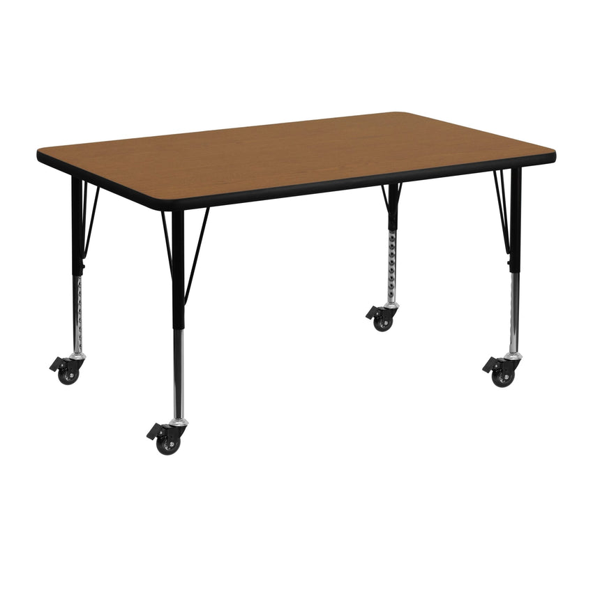 Wren Mobile 30''W x 48''L Rectangular Thermal Laminate Activity Table - Standard Height Adjustable Legs - SchoolOutlet