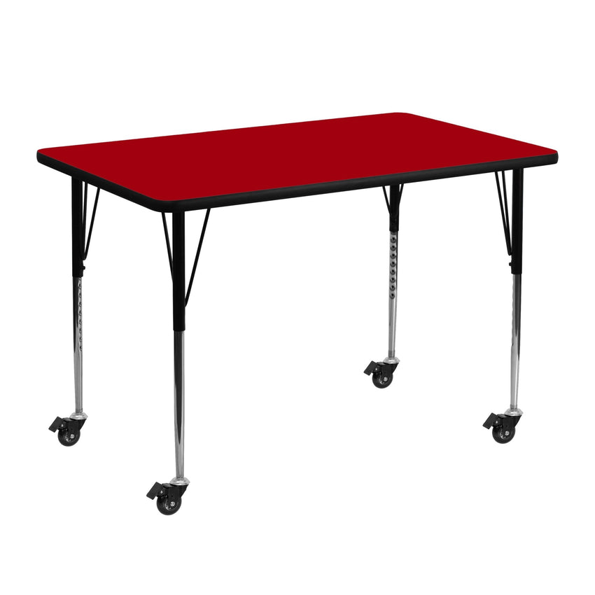 Wren Mobile 30''W x 48''L Rectangular Thermal Laminate Activity Table - Standard Height Adjustable Legs - SchoolOutlet