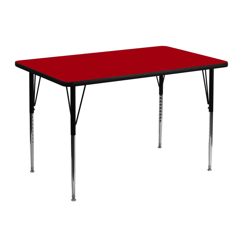 Wren Mobile 30''W x 48''L Rectangular Thermal Laminate Activity Table - Standard Height Adjustable Legs - SchoolOutlet