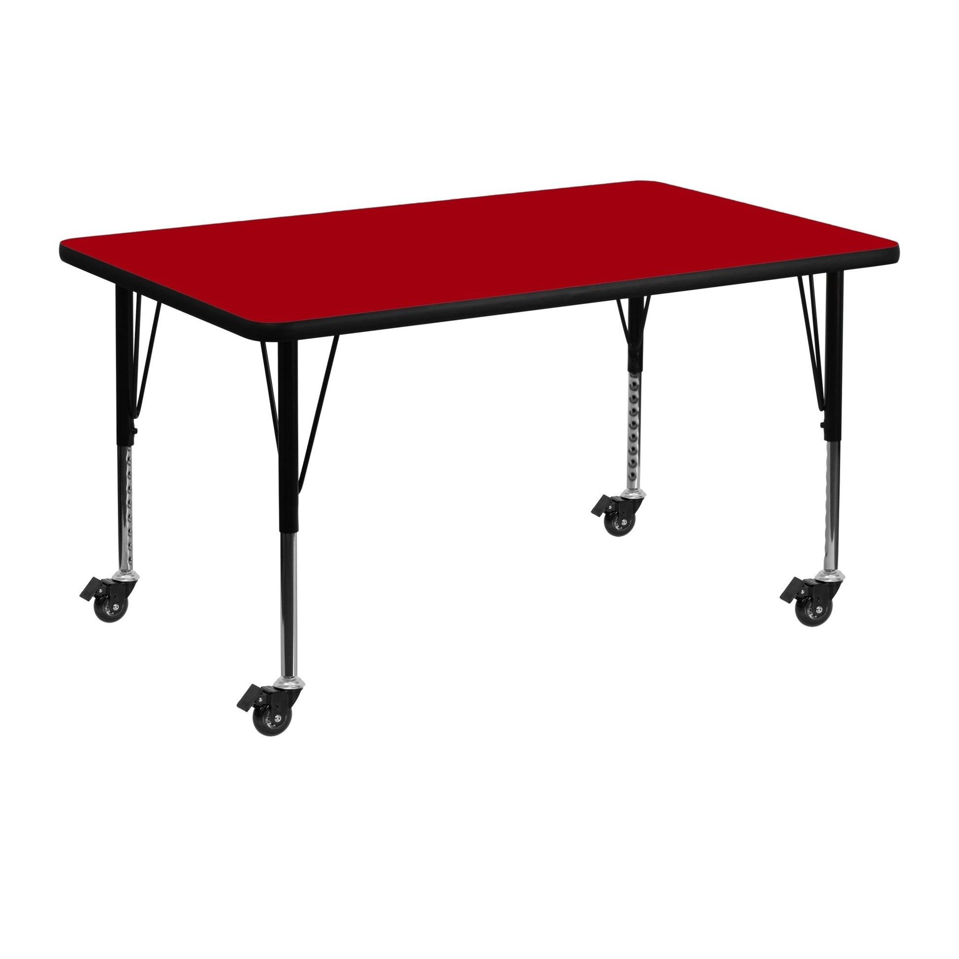 Wren Mobile 30''W x 48''L Rectangular Thermal Laminate Activity Table - Standard Height Adjustable Legs - SchoolOutlet