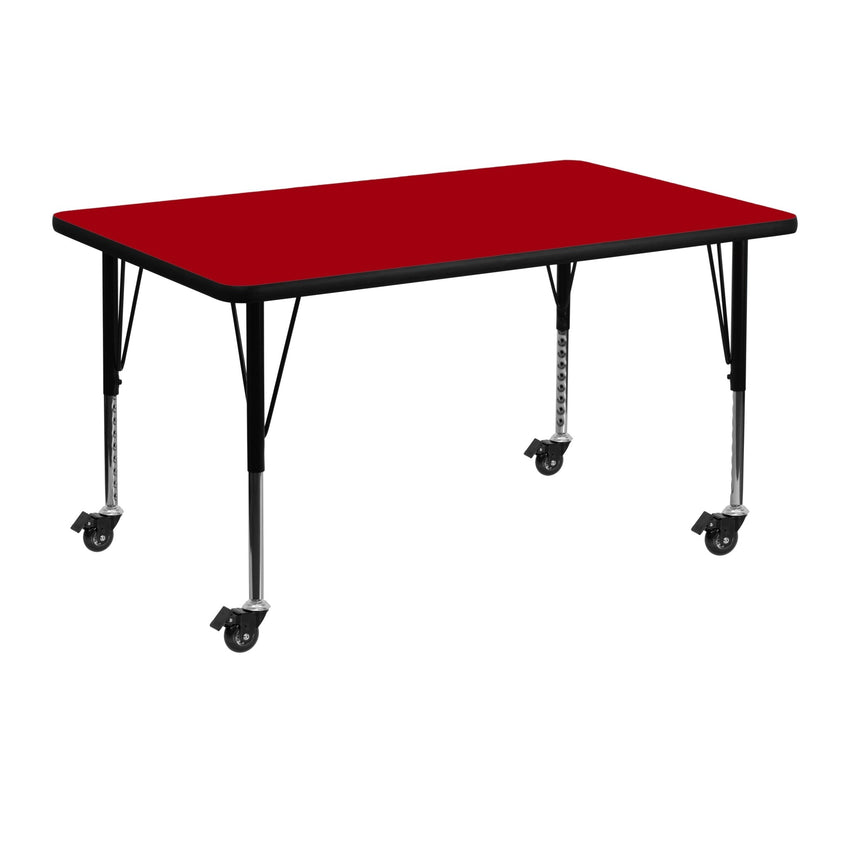 Wren Mobile 30''W x 48''L Rectangular Thermal Laminate Activity Table - Standard Height Adjustable Legs - SchoolOutlet