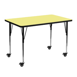 Wren Mobile 30''W x 48''L Rectangular Thermal Laminate Activity Table - Height Adjustable Legs