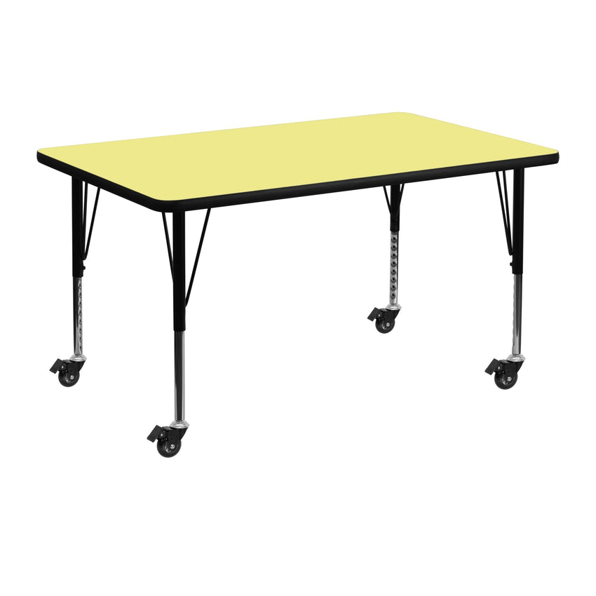 Wren Mobile 30''W x 48''L Rectangular Thermal Laminate Activity Table - Standard Height Adjustable Legs - SchoolOutlet