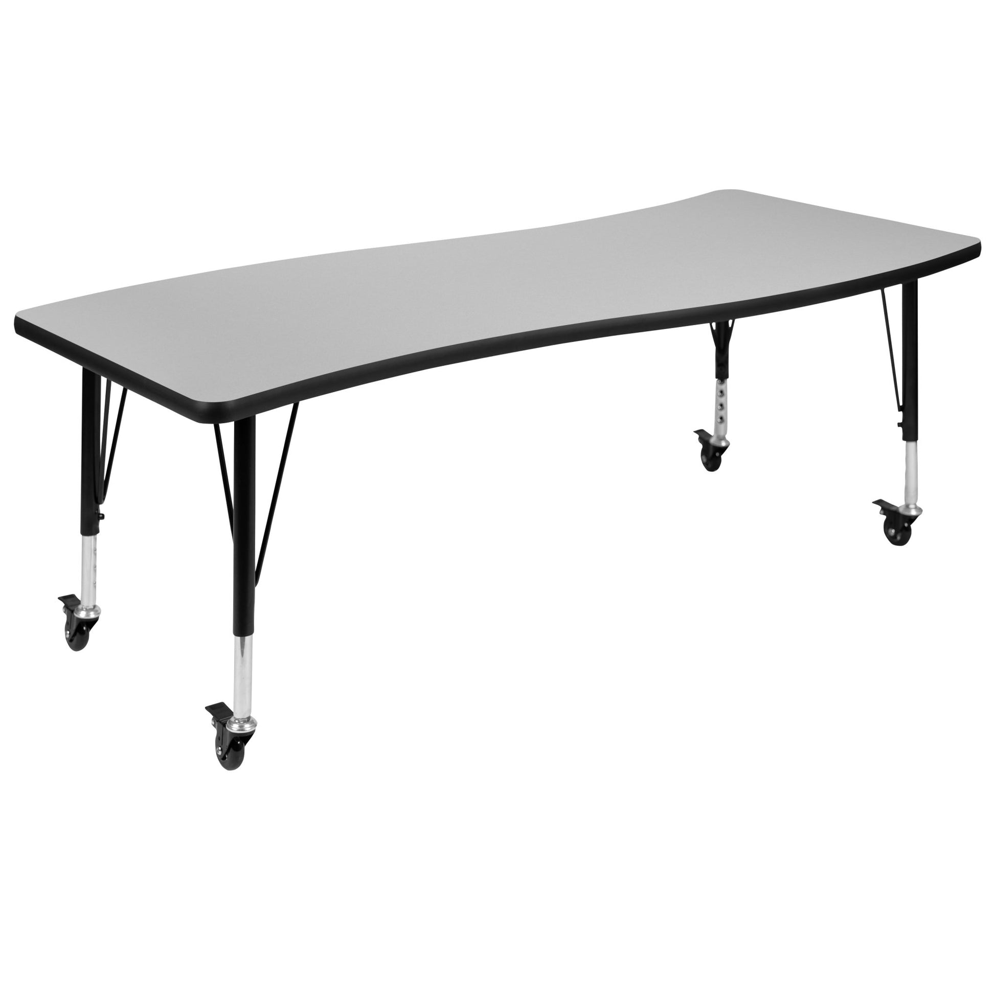 Wren Mobile 26"W x 60"L Rectangle Wave Flexible Collaborative Laminate Activity Table - Standard Height Adjust Legs - SchoolOutlet