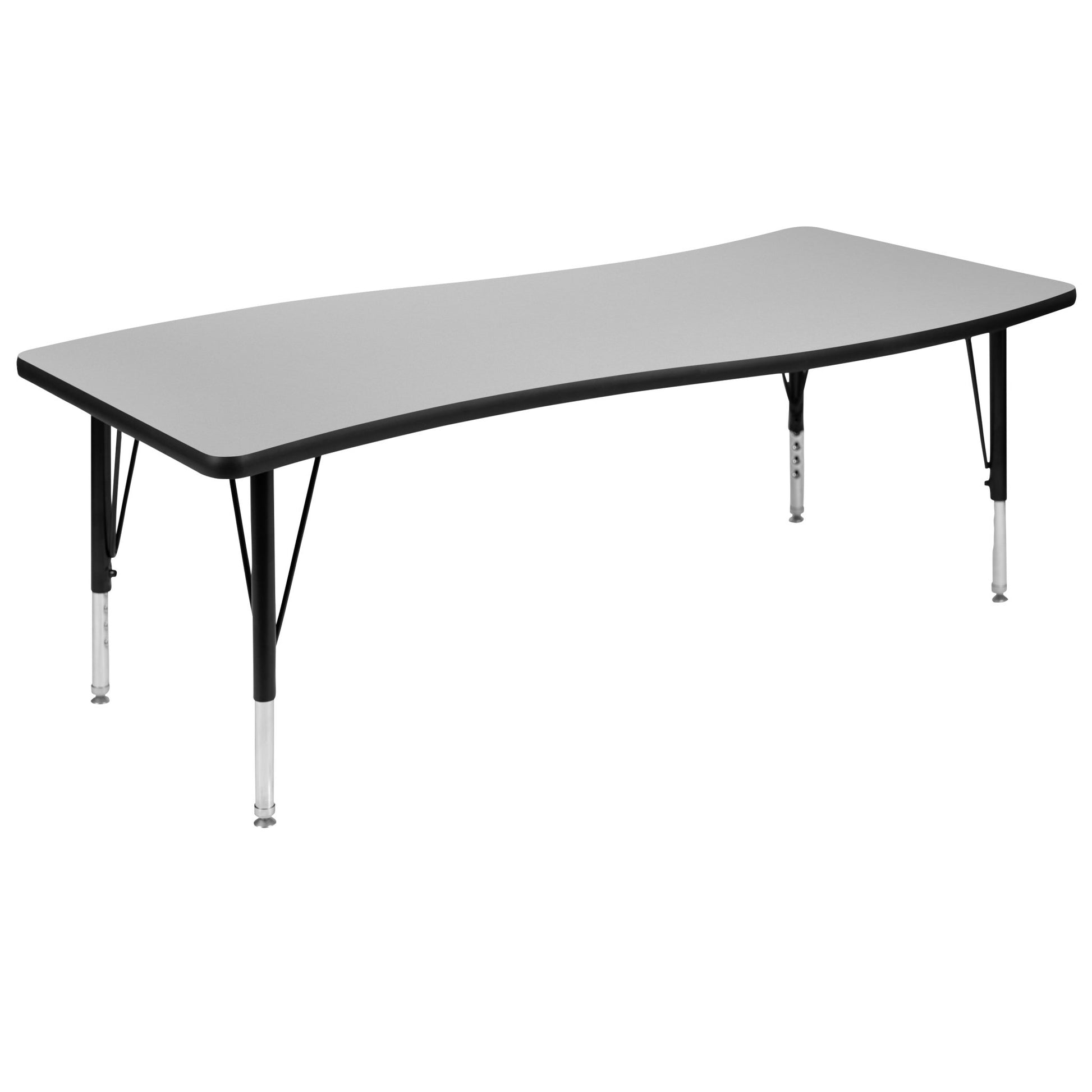 Wren Mobile 26"W x 60"L Rectangle Wave Flexible Collaborative Laminate Activity Table - Standard Height Adjust Legs - SchoolOutlet