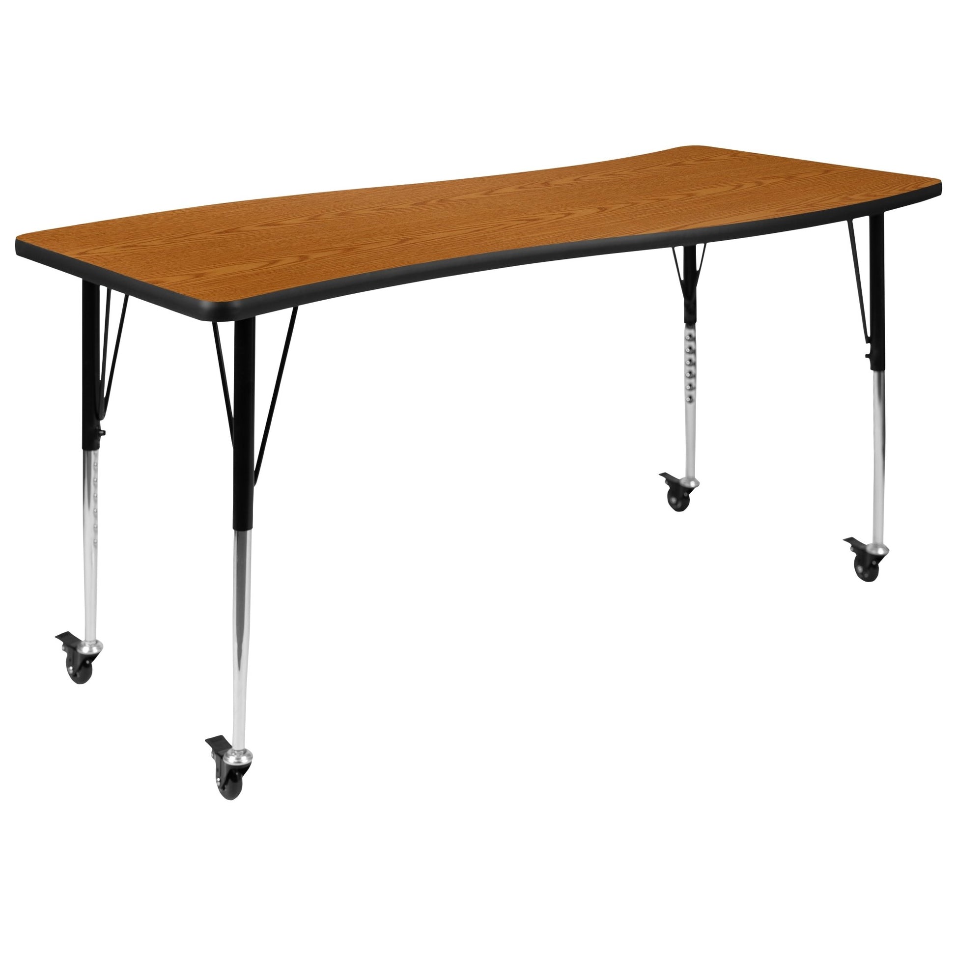 Wren Mobile 26"W x 60"L Rectangle Wave Flexible Collaborative Laminate Activity Table - Standard Height Adjust Legs - SchoolOutlet