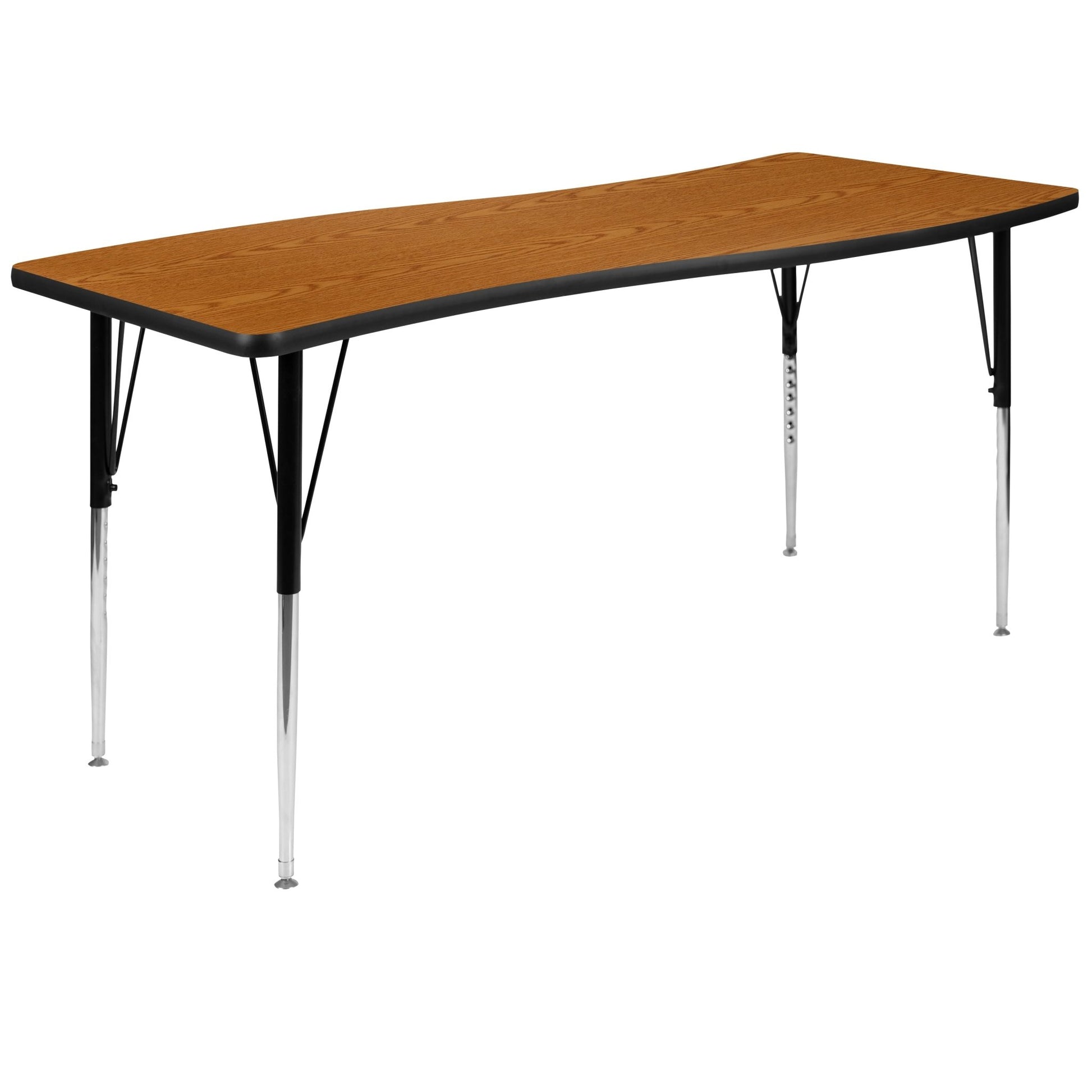 Wren Mobile 26"W x 60"L Rectangle Wave Flexible Collaborative Laminate Activity Table - Standard Height Adjust Legs - SchoolOutlet