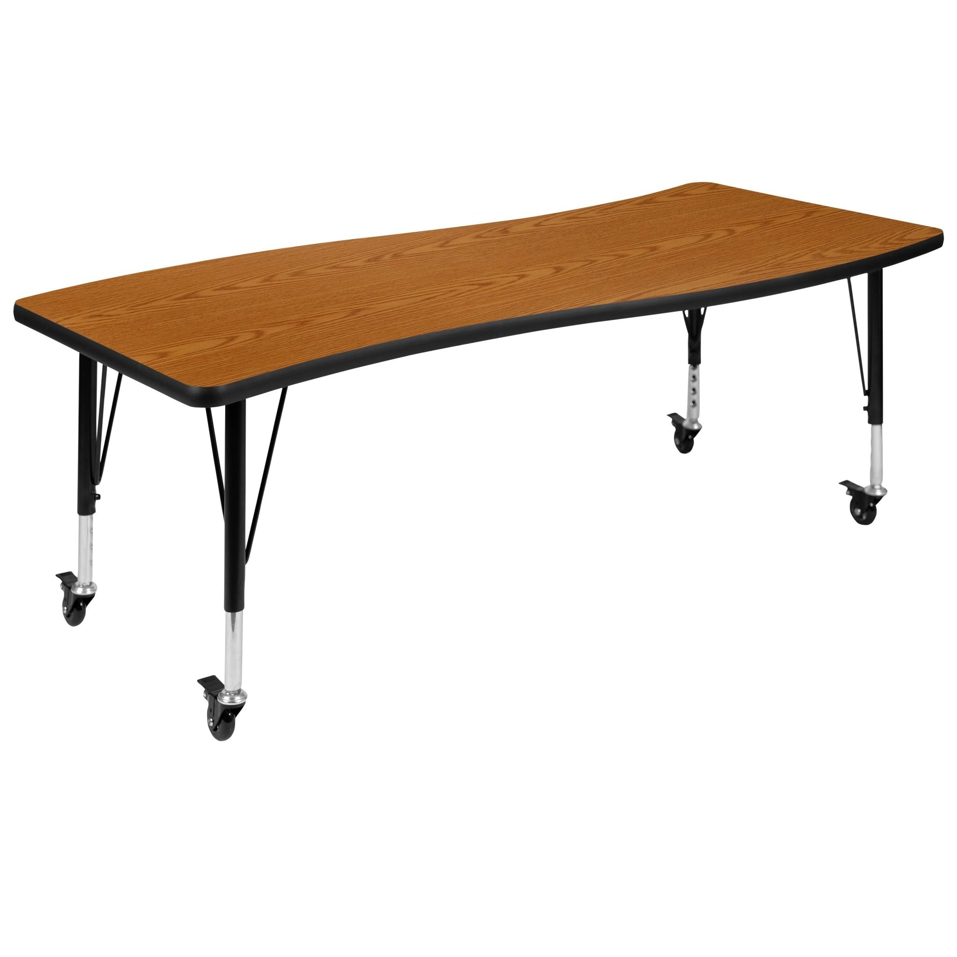 Wren Mobile 26"W x 60"L Rectangle Wave Flexible Collaborative Laminate Activity Table - Standard Height Adjust Legs - SchoolOutlet