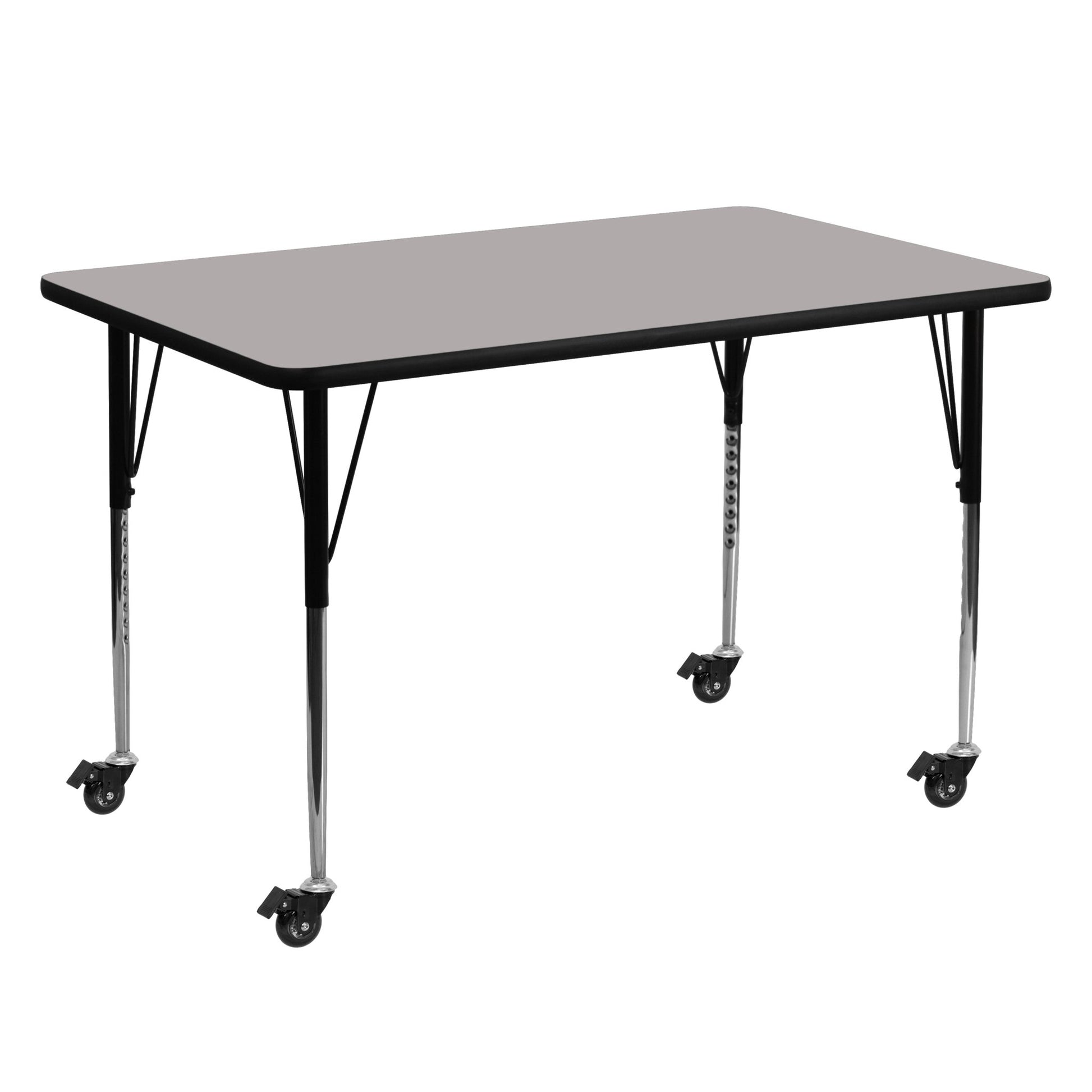 Wren Mobile 30''W x 60''L Rectangular HP Laminate Activity Table - Standard Height Adjustable Legs - SchoolOutlet