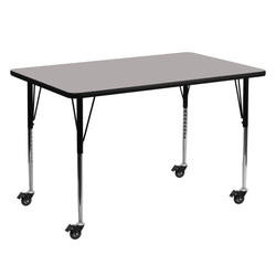 Wren Mobile 30''W x 60''L Rectangular HP Laminate Activity Table - Height Adjustable Legs