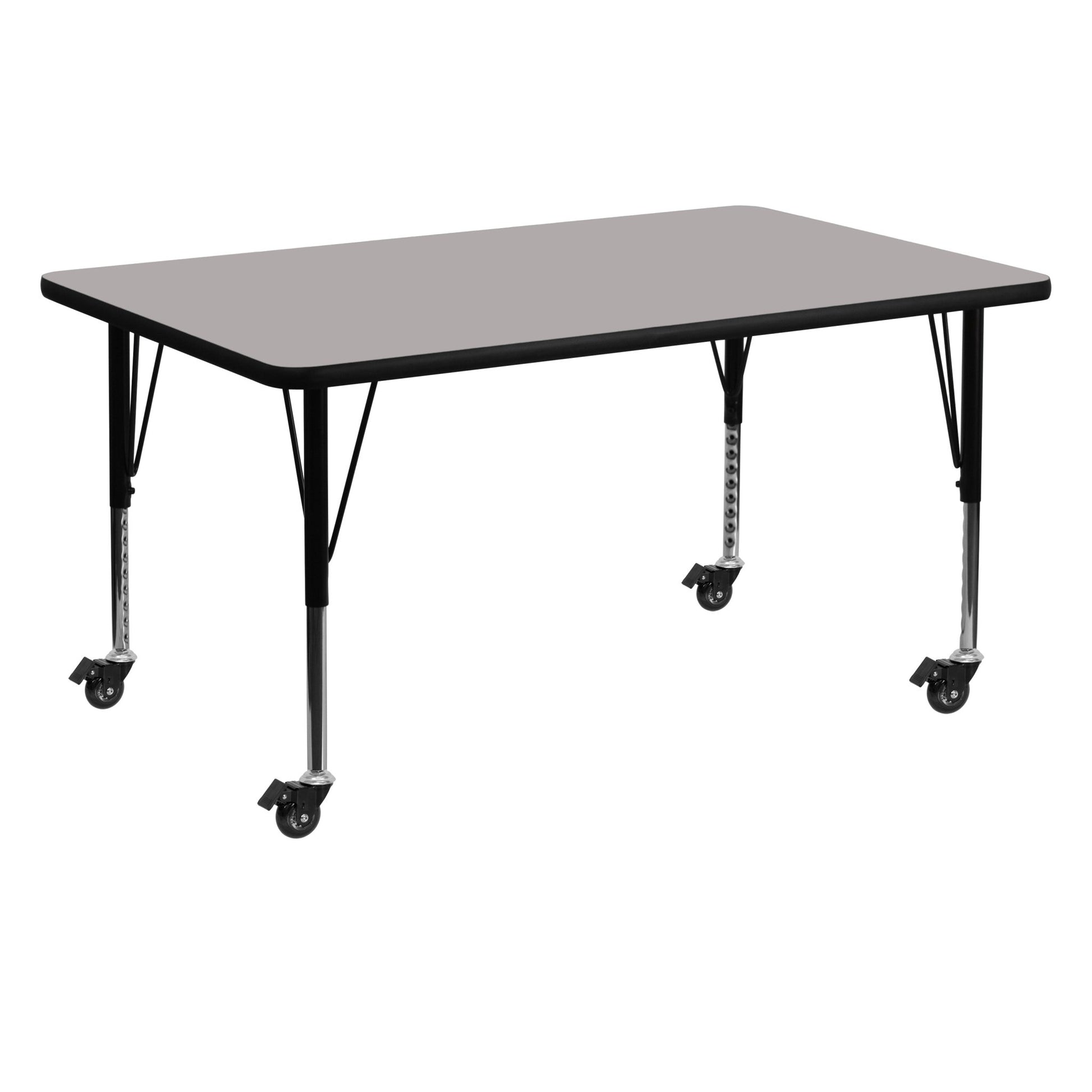 Wren Mobile 30''W x 60''L Rectangular HP Laminate Activity Table - Standard Height Adjustable Legs - SchoolOutlet