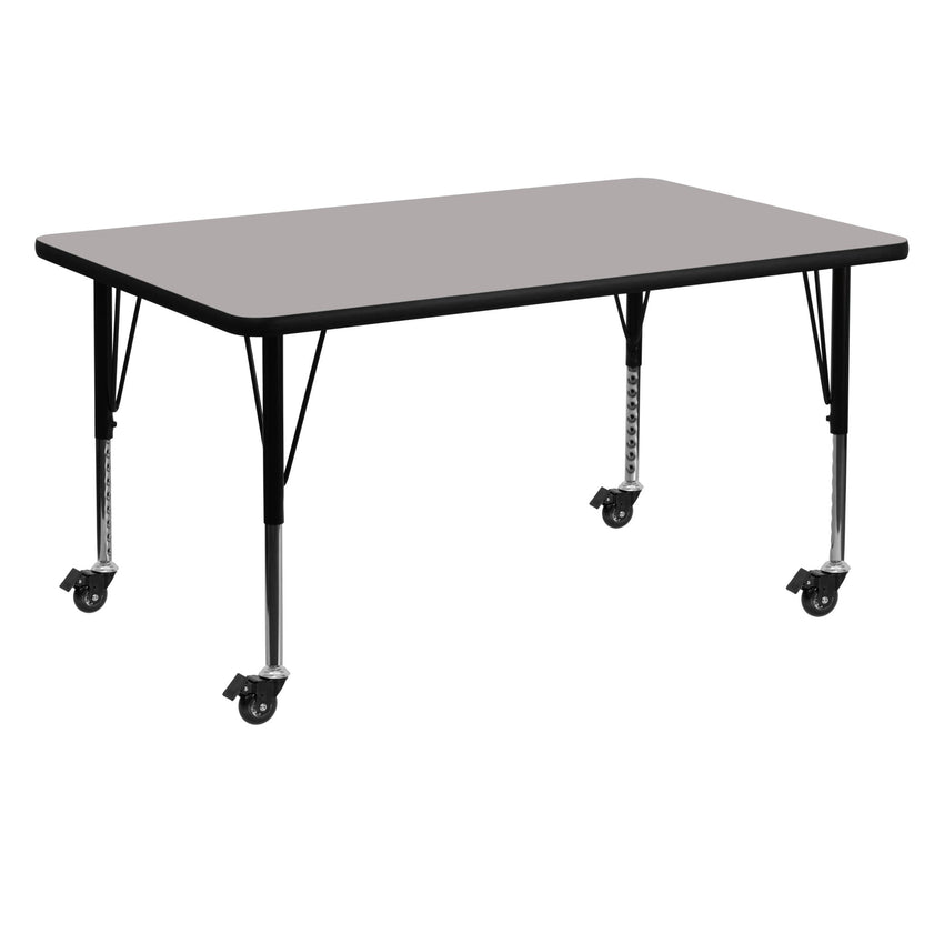 Wren Mobile 30''W x 60''L Rectangular HP Laminate Activity Table - Standard Height Adjustable Legs - SchoolOutlet