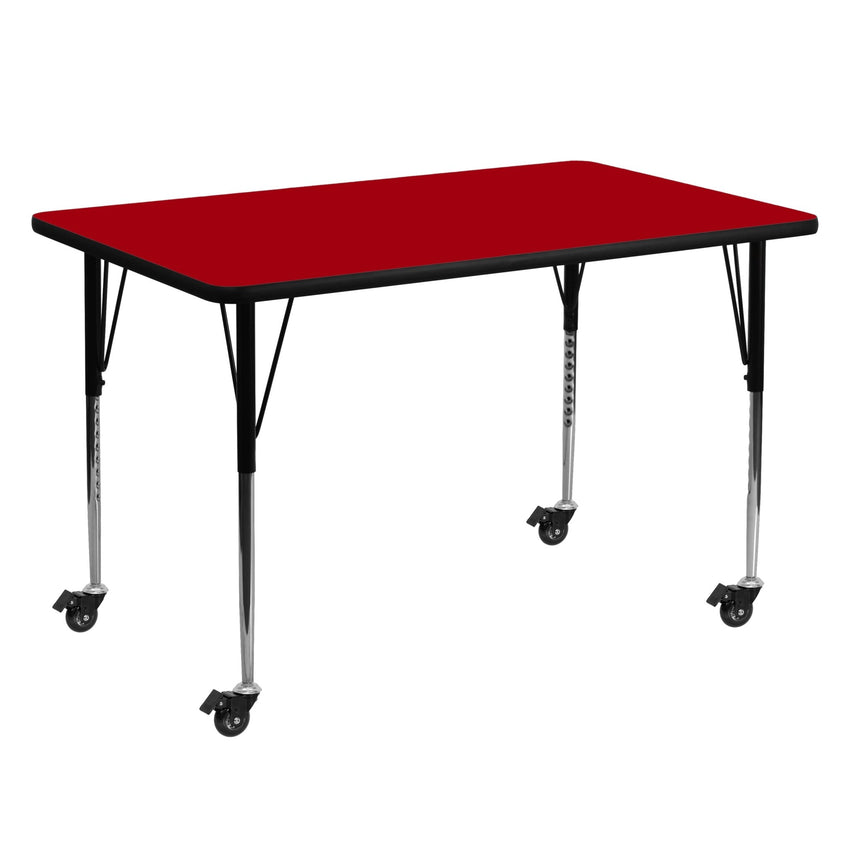 Wren Mobile 30''W x 60''L Rectangular Thermal Laminate Activity Table - Standard Height Adjustable Legs - SchoolOutlet