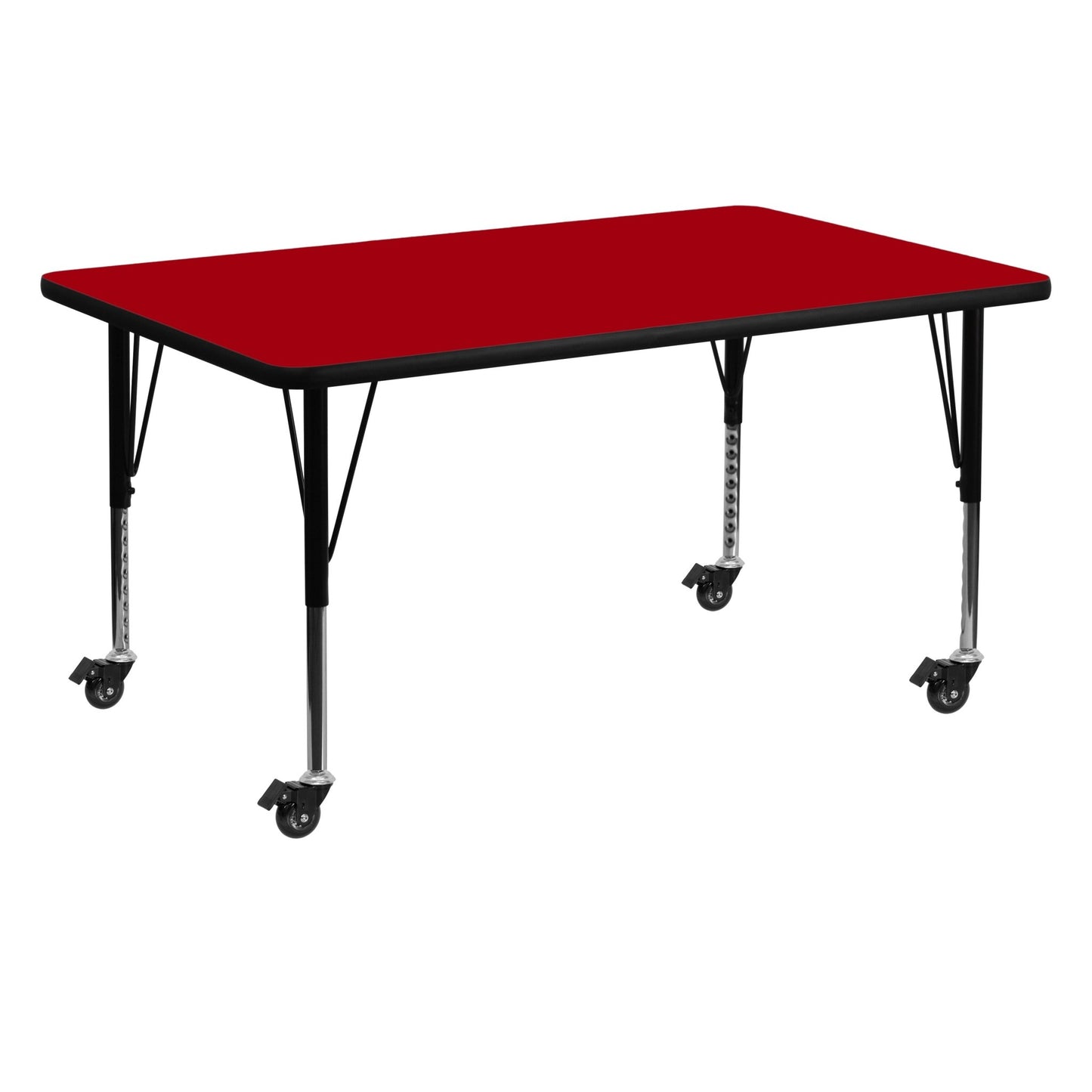 Wren Mobile 30''W x 60''L Rectangular Thermal Laminate Activity Table - Standard Height Adjustable Legs - SchoolOutlet