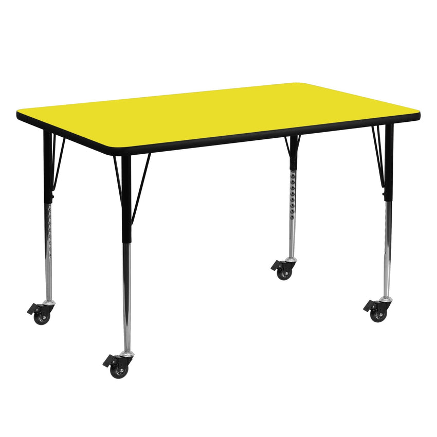 Wren Mobile 30''W x 60''L Rectangular HP Laminate Activity Table - Standard Height Adjustable Legs - SchoolOutlet