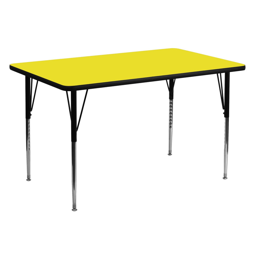 Wren Mobile 30''W x 60''L Rectangular HP Laminate Activity Table - Standard Height Adjustable Legs - SchoolOutlet